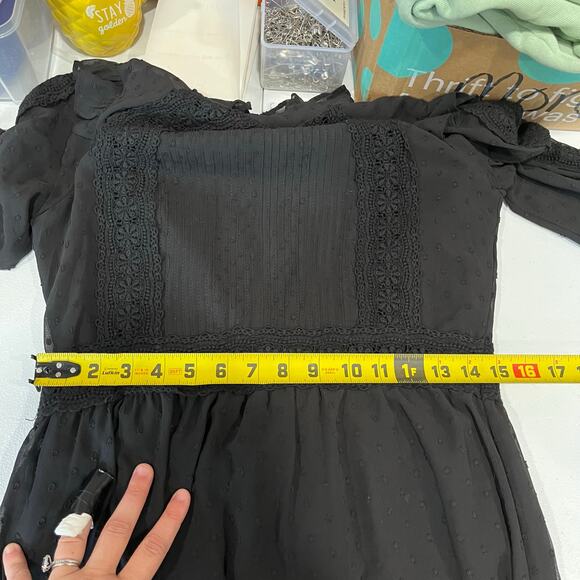 Topshop Black High Neck Gothic Regency Maxi Dress Whimysgoth Addams Lace 8 - Picture 8 of 9